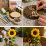 DIY Air-Dry Clay Sunflower Miniature Garden