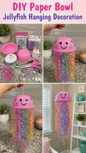 DIY Paper Bowl Jellyfish Hanging Decoration