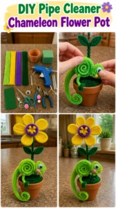 DIY Pipe Cleaner Chameleon Flower Pot
