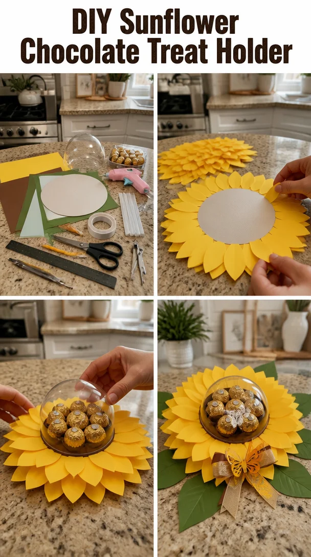 DIY sunflower chocolate treat holder craft project