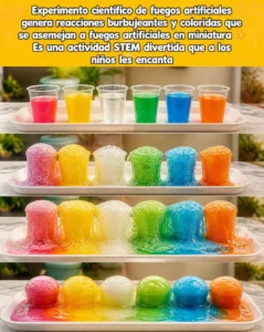 Experimento científico de fuegos artificiales genera reacciones burbujeantes y coloridas…
