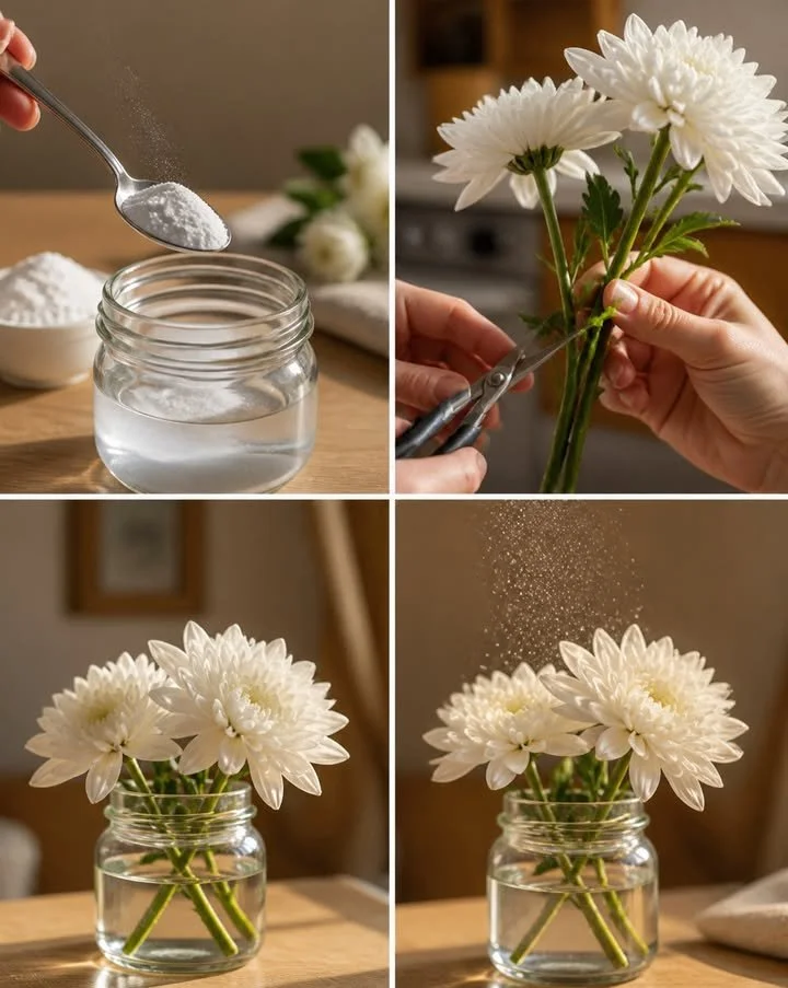 Flores Mágicas de Bicarbonato de Sodio con Brillo