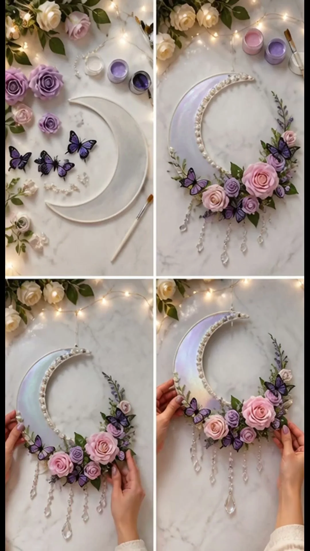 Guirnalda de mariposas brillantes y luna que une mariposas mágicas y encanto a la luz de la luna en una hermosa decoración ✨ ¡Guarda este proyecto!
