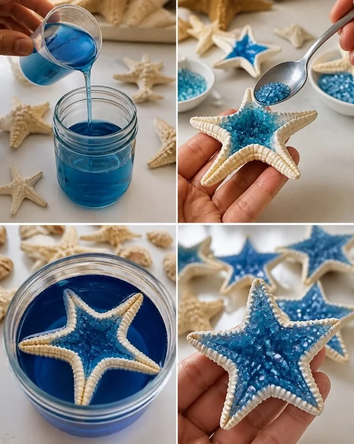 La receta para hacer crecer cristales en conchas convierte conchas comunes en brillantes tesoros de cristal gracias a una sencilla magia científica ✨ ¡Guarda este proyecto!