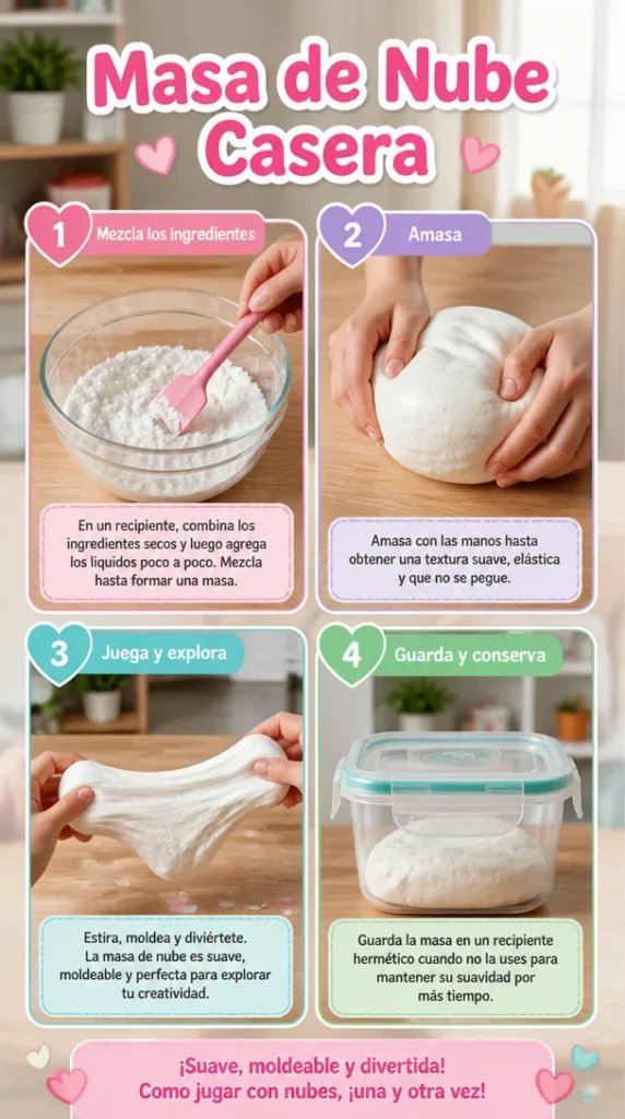 Receta de masa de nube casera para manualidades y diversión