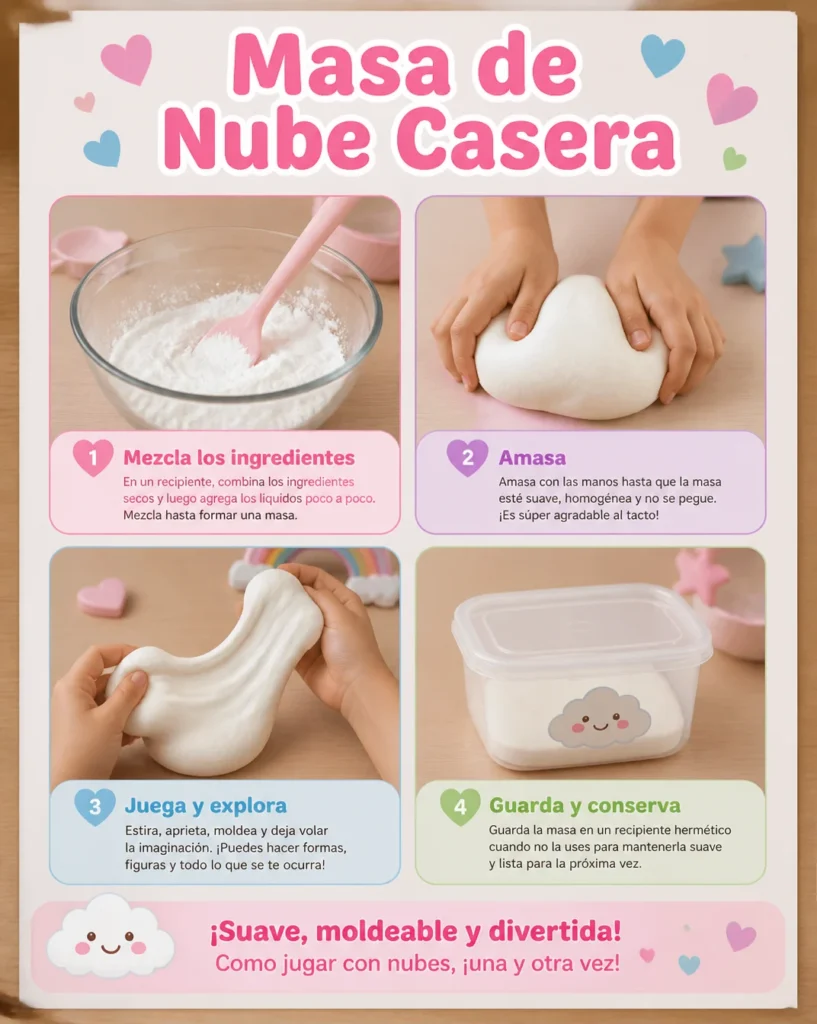 Masa de nube casera lista para usar en manualidades y decoraciones