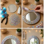 Old CDs become shimmering mosaic pieces around a simple mirror&hellip;