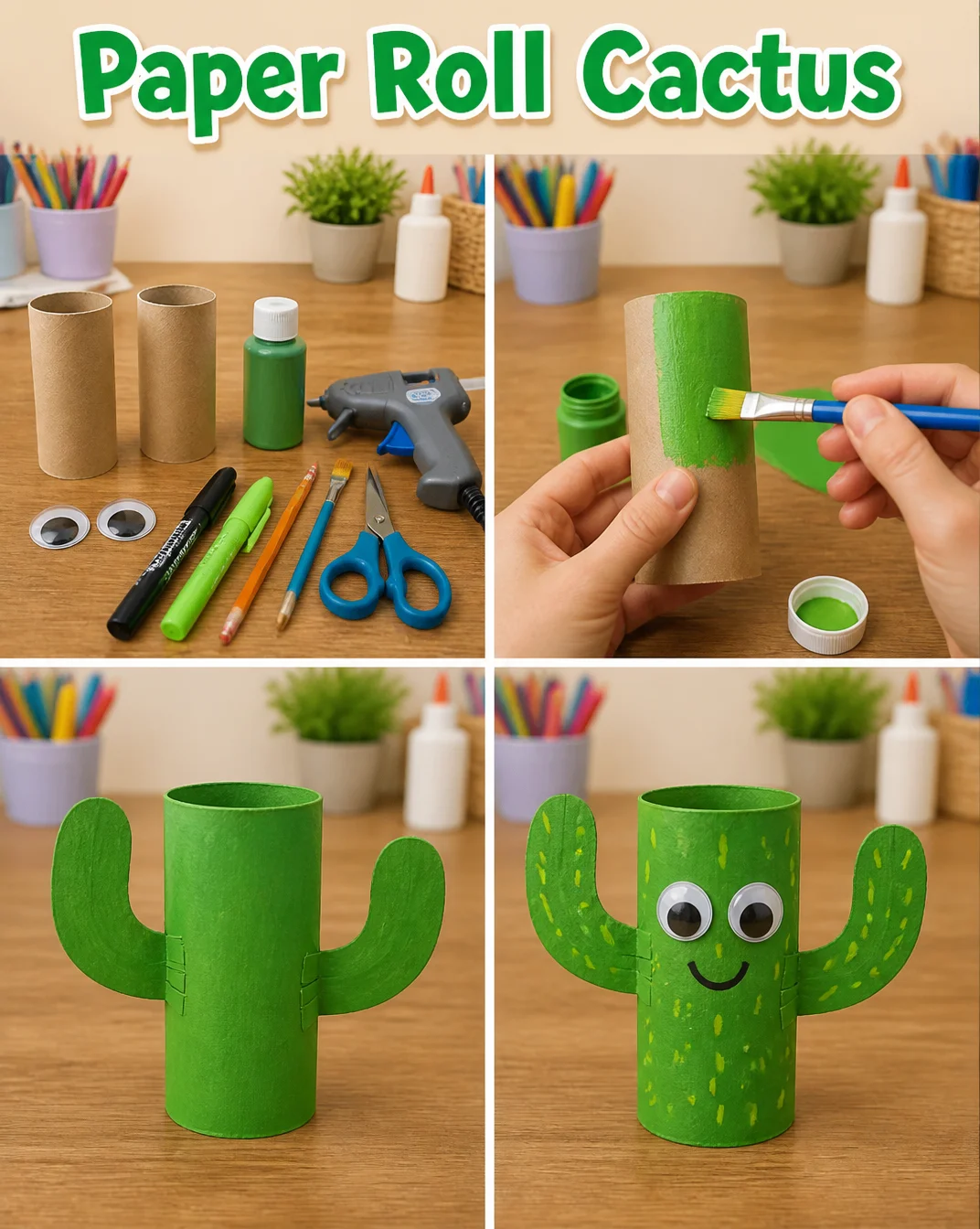 DIY Paper Roll Cactus decoration for home or office decor