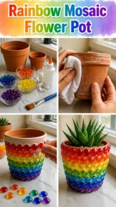 Rainbow Mosaic Flower Pot