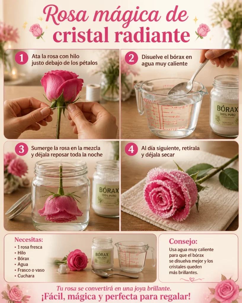 Rosa mágica de cristal radiante brillante en un fondo elegante.