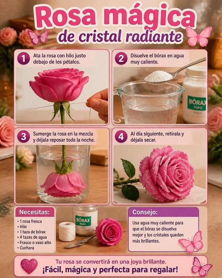 Rosa mágica de cristal radiante
