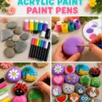 Smooth rocks Acrylic paint Paint pens