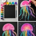 The jellyfish painting with rainbow salt produces vibrant, textured ocean&hellip;