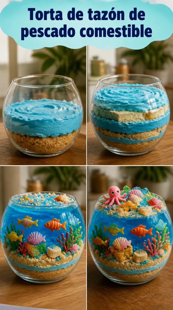 Torta de tazón de pescado comestible decorada y lista para servir