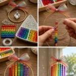 A mix of colorful pony beads and a crystal pendant&hellip;