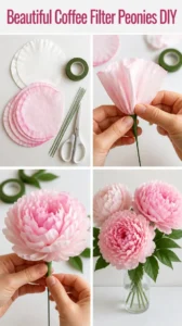 Beautiful Coffee Filter Peonies DIY
