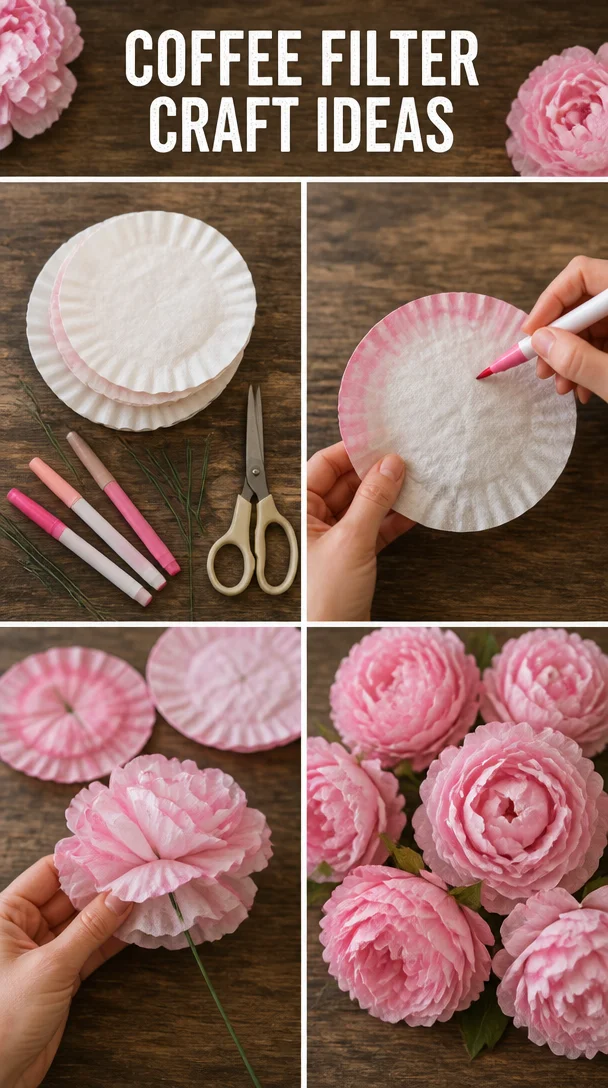 Creative coffee filter crafts for DIY projects and activities.