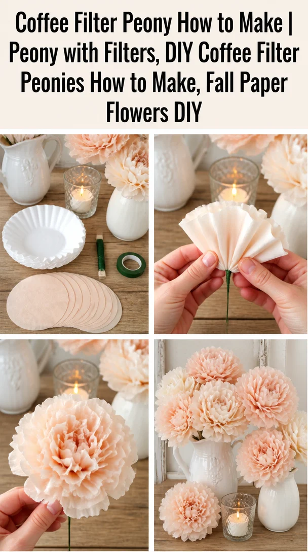 Beautiful DIY coffee filter peony flower made from paper filters