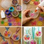 Colorful plastic lids transform into bright suncatchers that fill sunny&hellip;
