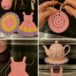 Crochet Mini Dress & Teapot Coaster