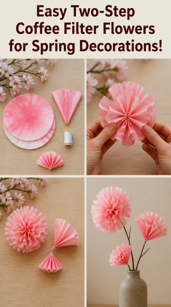 Colorful spring coffee filter flowers for home decoration