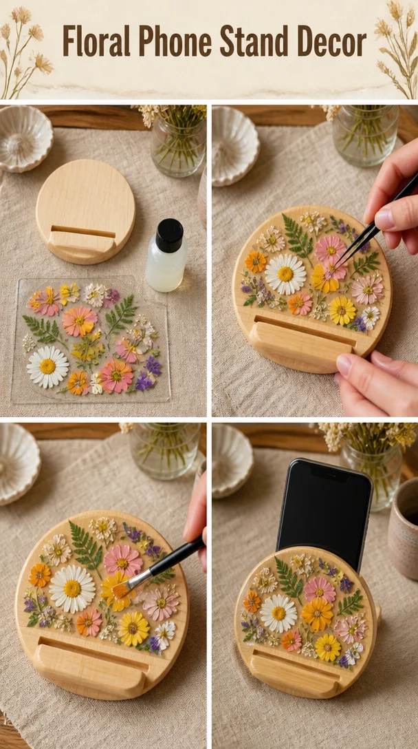 Stylish floral phone stand for home decor and functionality