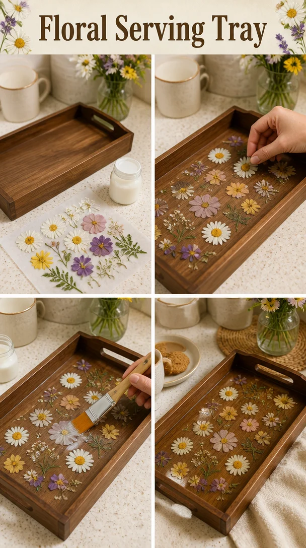 Beautiful floral serving tray for entertaining and decor