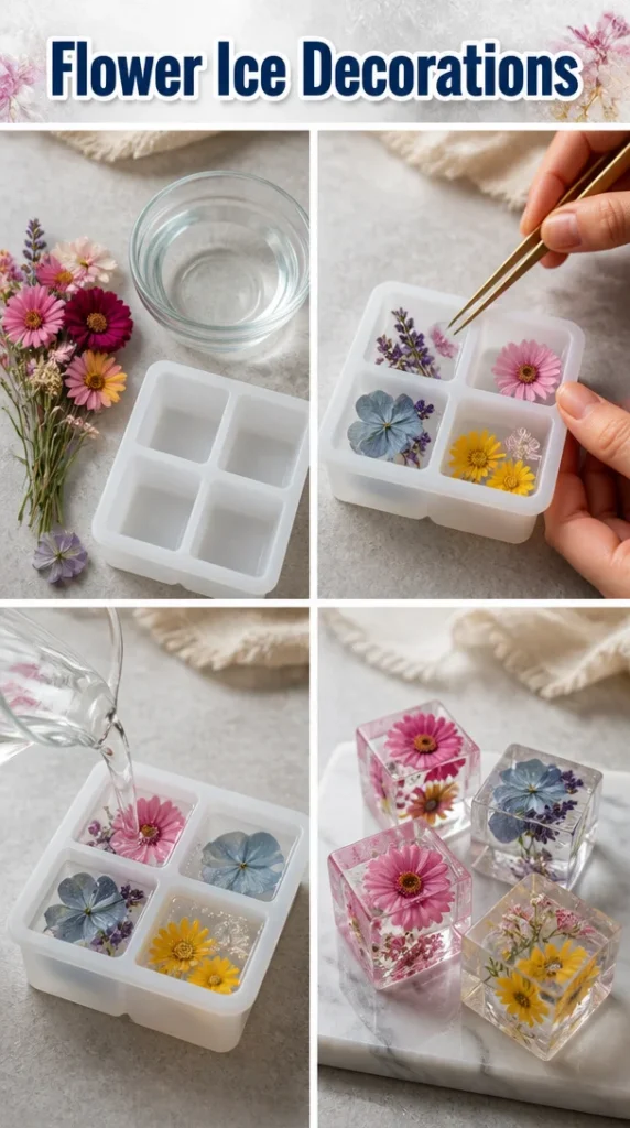 Beautiful flower ice decorations for event styling and displays.