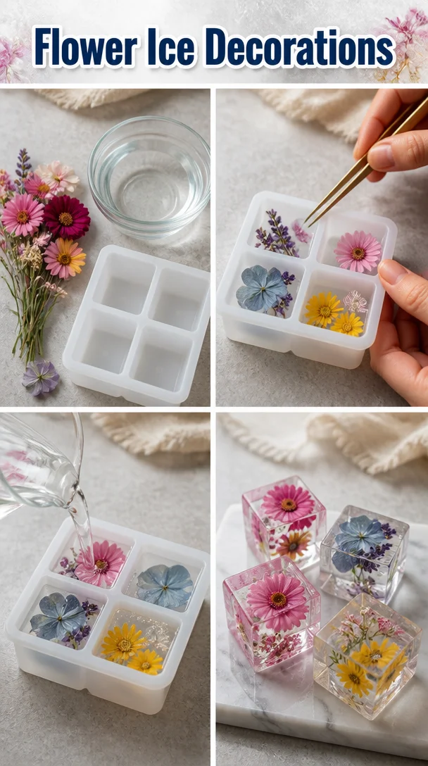 Beautiful flower ice decorations for event styling and displays.