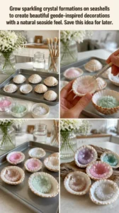 Grow sparkling crystal formations on seashells to create beautiful geode-inspired…