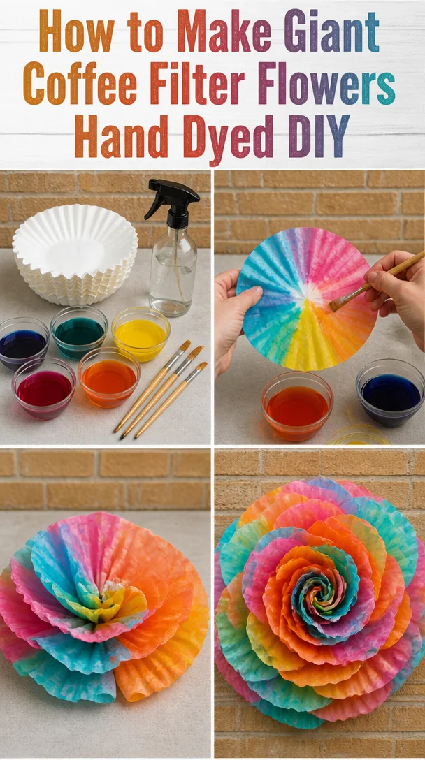DIY giant hand-dyed coffee filter flowers tutorial