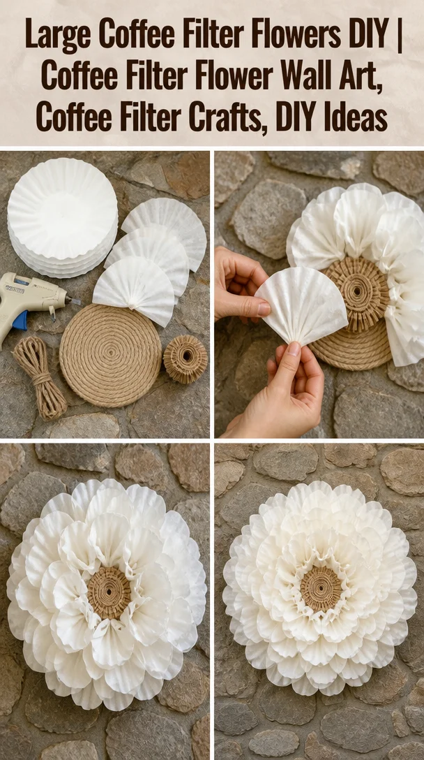 DIY large coffee filter flowers for wall art and crafts