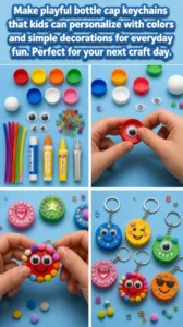 Make playful bottle cap keychains that kids can personalize with&hellip;