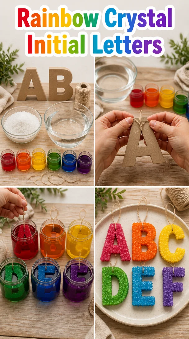 Colorful Rainbow Crystal Initial Letters display showcasing vibrant personalized designs.