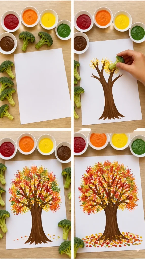 Autumn Tree Prints featuring broccoli in vibrant colors for seasonal decor.