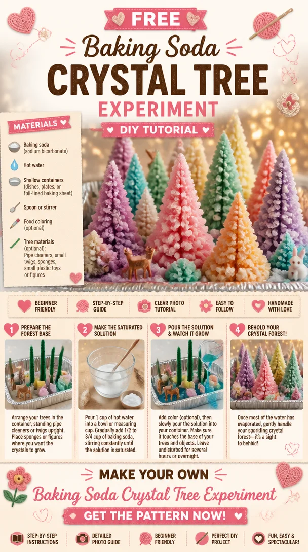 Baking Soda Crystal Tree experiment with colorful crystalline formations.