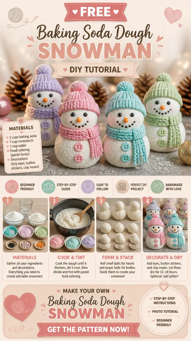 Homemade baking soda dough snowman decoration for winter crafts