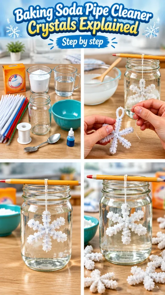 Baking soda crystals used for cleaning pipes effectively and naturally.