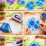 Blue Crayon Suncatcher for Home Decor