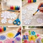 Clear Glue Flower Suncatcher Craft for Kids