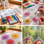 Clear Glue Flower Suncatchers for Home Decor