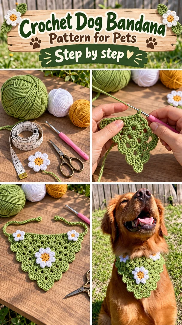 Crochet Dog Bandana Pattern for Pets