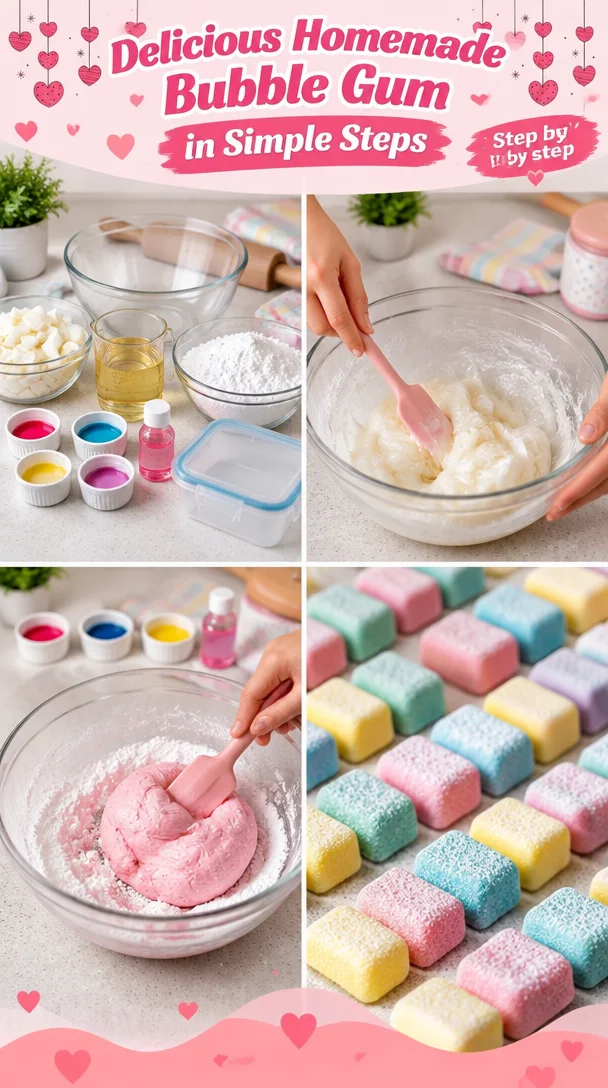 Making homemade bubble gum at home in easy steps