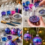DIY Galaxy Glitter Christmas Ornaments