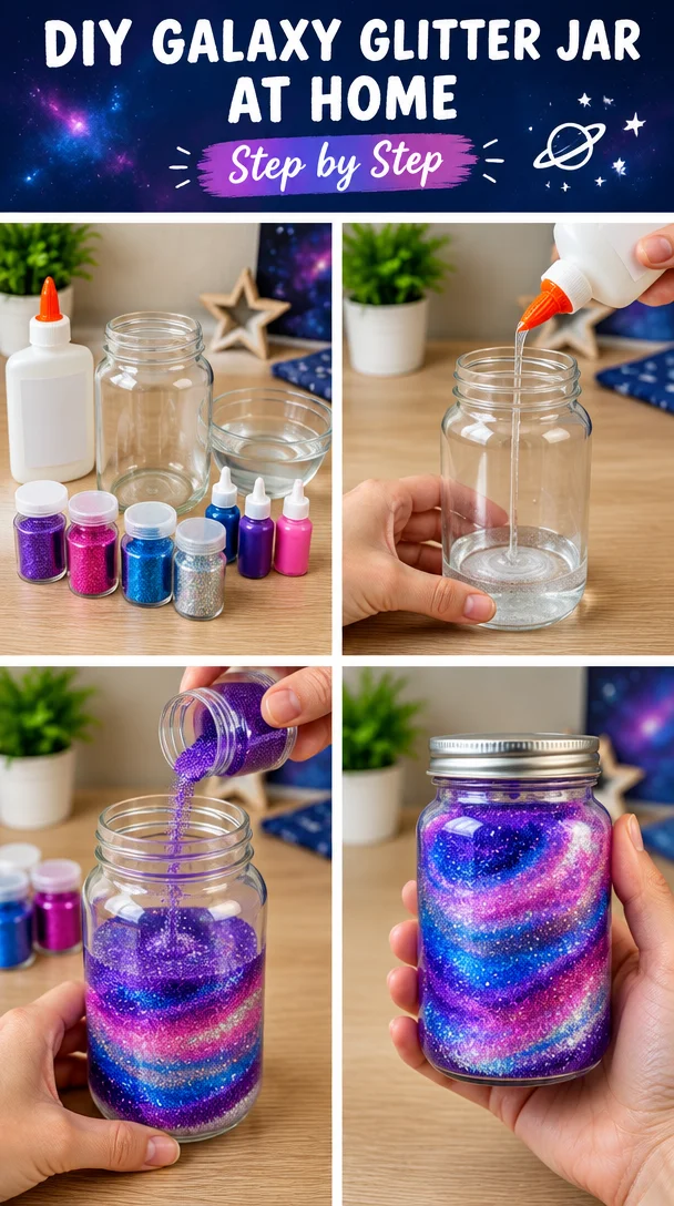 DIY Galaxy Glitter Jar at Home