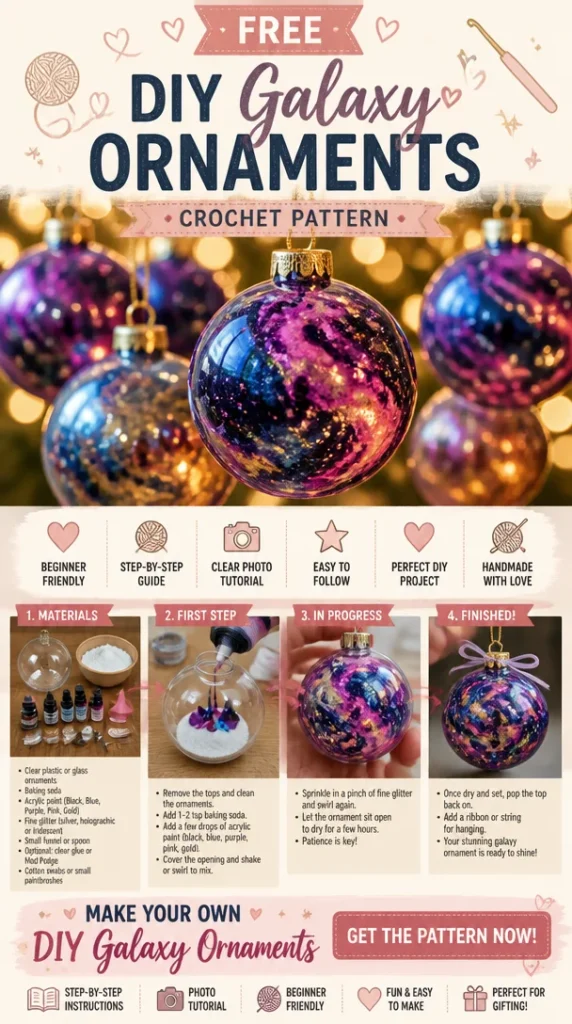Colorful DIY Galaxy Ornaments with a cosmic design