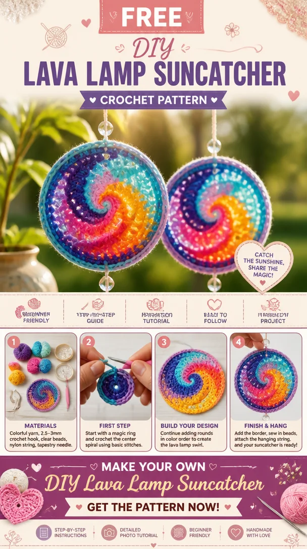 DIY lava lamp suncatcher craft project with colorful liquid and light effects.