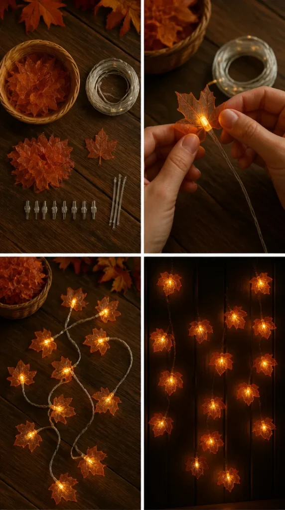 Cozy DIY autumn lights creating a magical fall ambiance in a warm setting