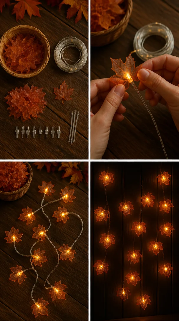 Cozy DIY autumn lights creating a magical fall ambiance in a warm setting