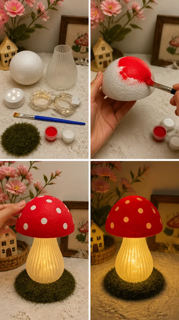 DIY magical mushroom light for unique home decor